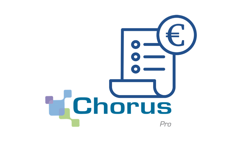 Un document avec le symbole de l'euro, à côté du logo « Chorus Pro ».