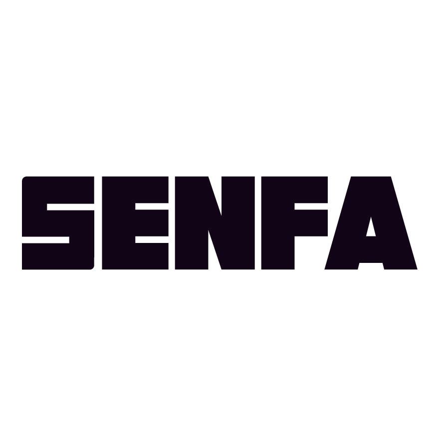 Logo SENFA, texte sans empattement gras en noir.