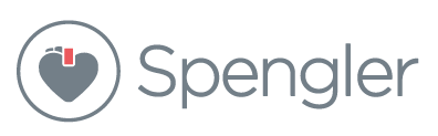 Logo représentant un cœur inscrit dans un cercle, à côté du mot « Spengler ». La partie supérieure du cœur est rouge.