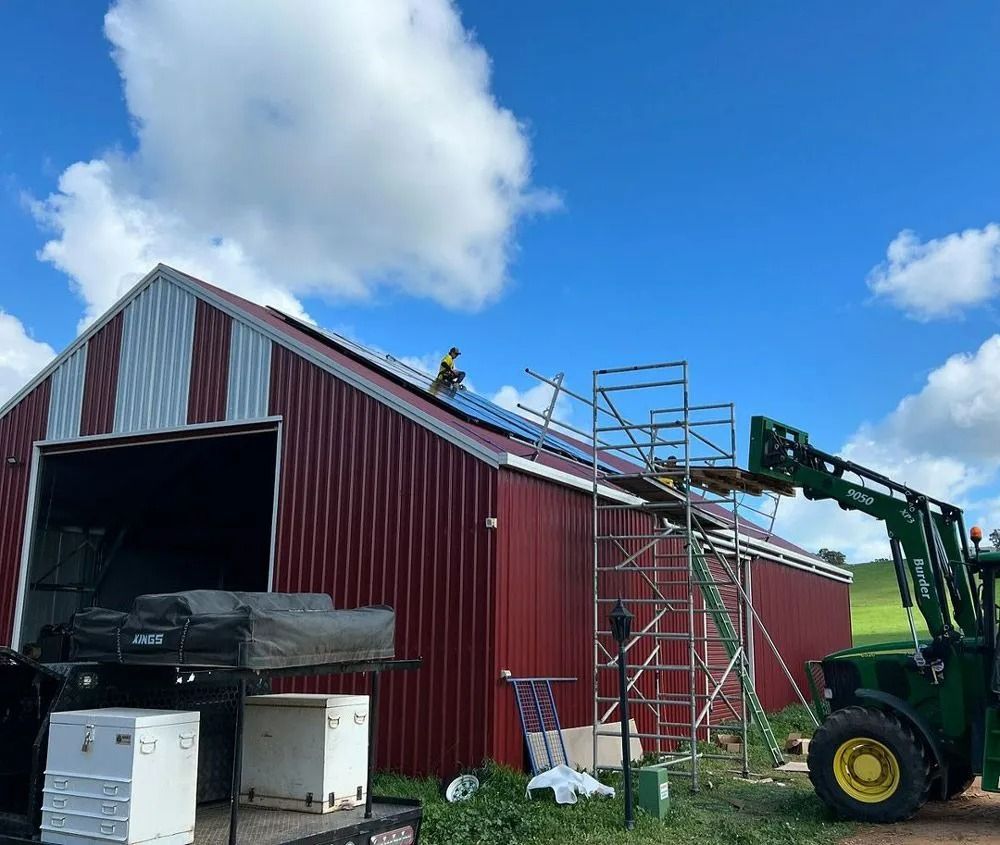 Installation of Solar Panels on Shed Roof — Des Mullins Electrical & Solar In Wagga Wagga, NSW