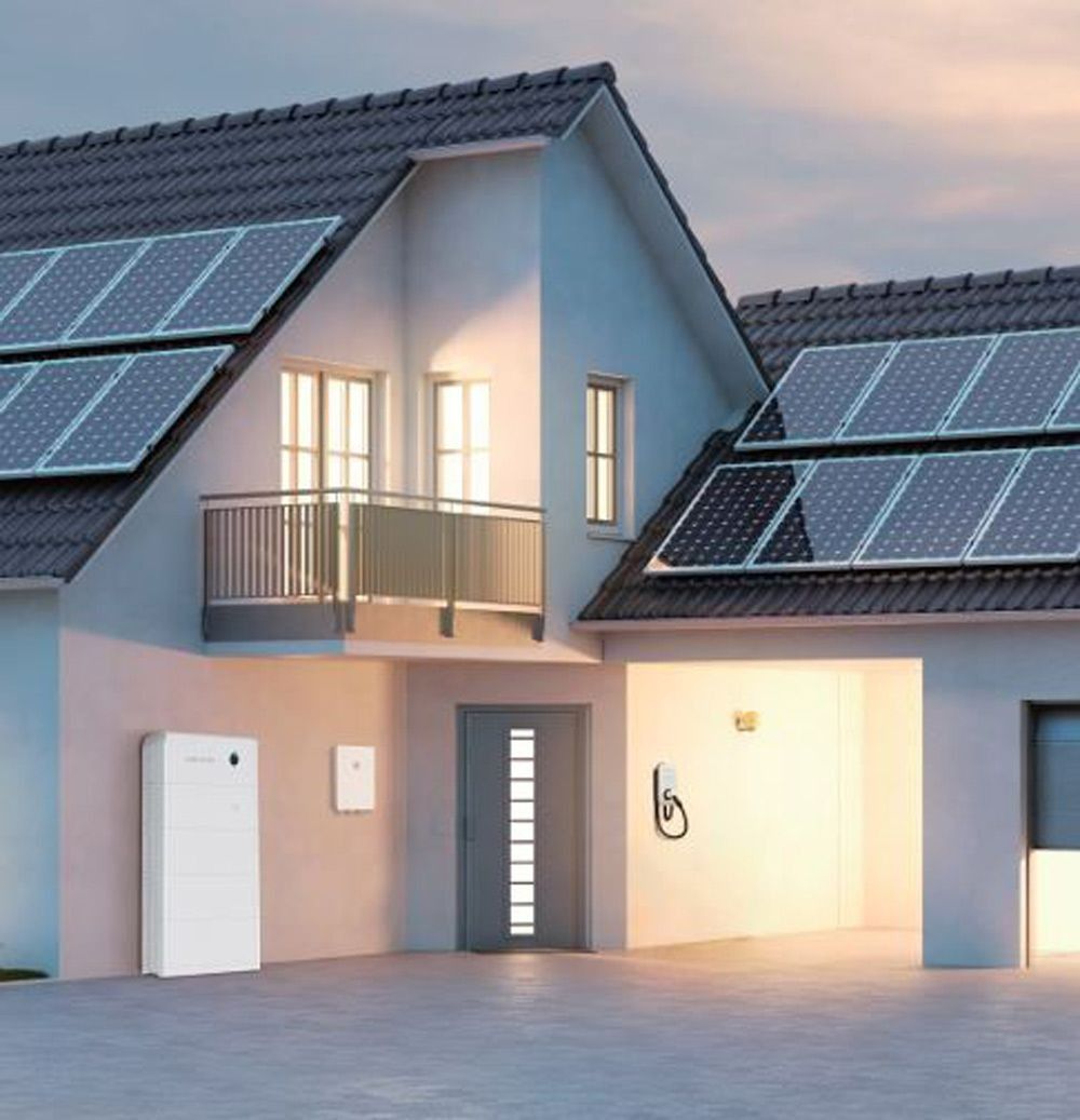 House With Solar Panels on Roof, Battery — Des Mullins Electrical & Solar in Wagga Wagga, NSW