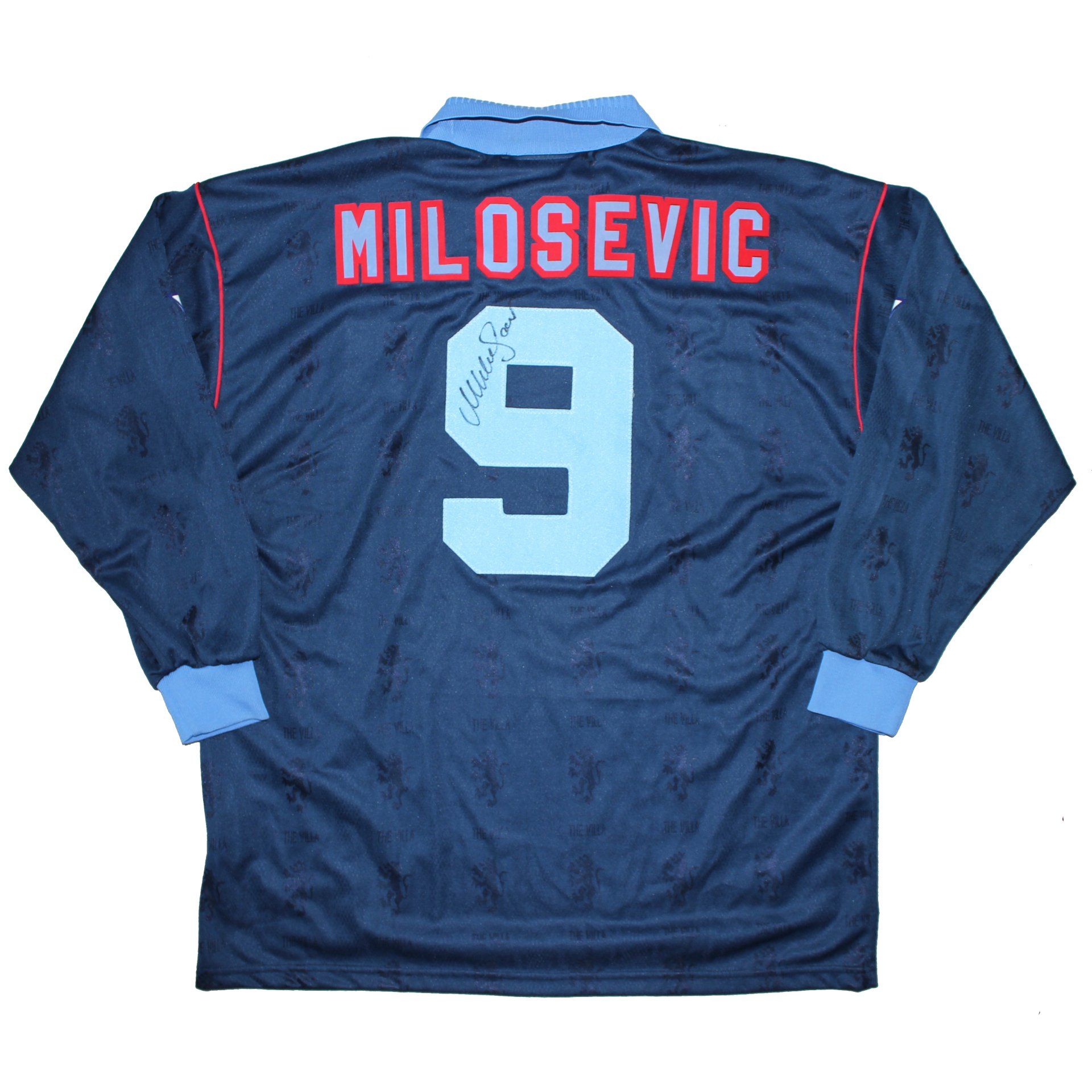 1995-96 Aston Villa Savo Milosevic Match Worn Away Shirt