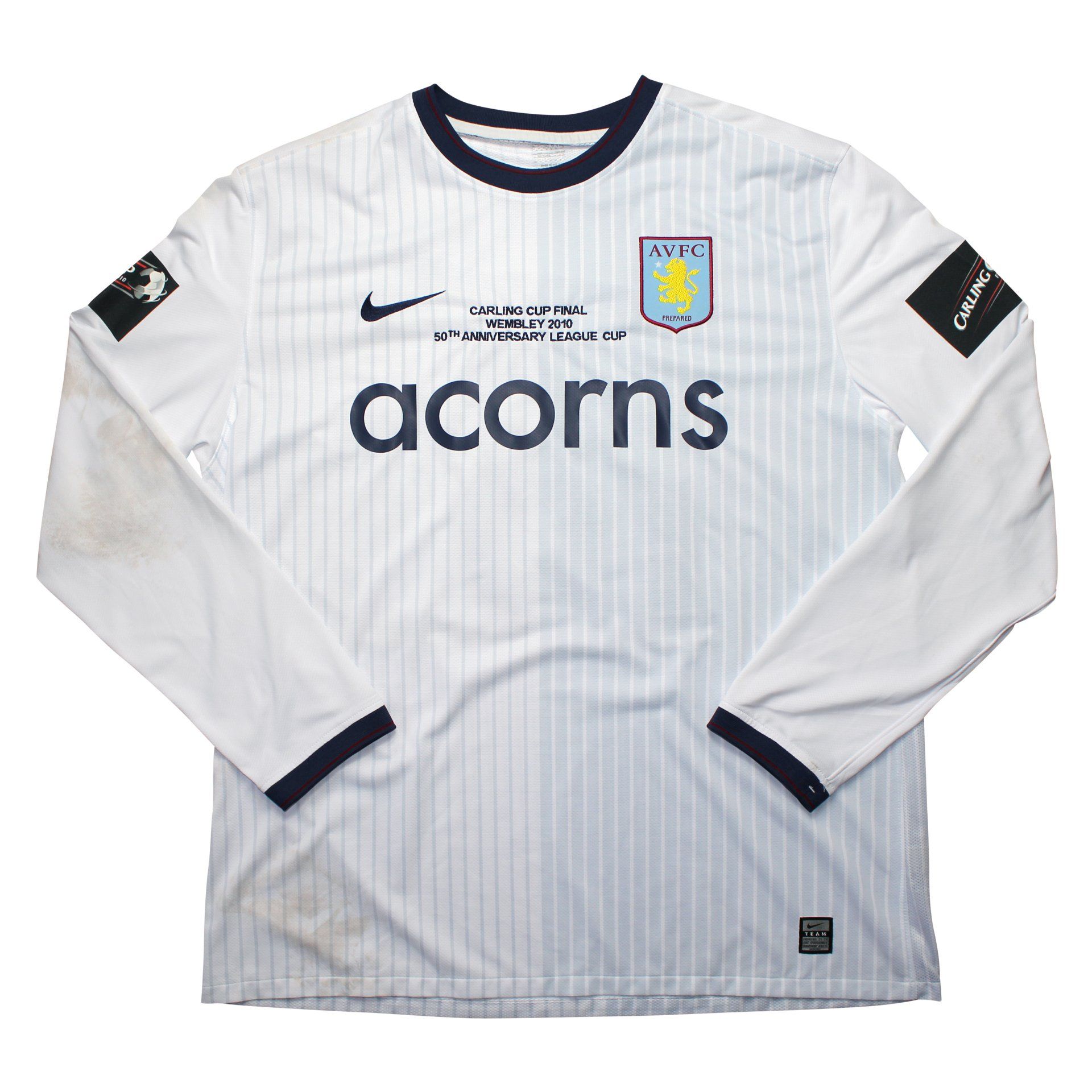 2010 Aston Villa Matchworn Carling Cup Final Shirt