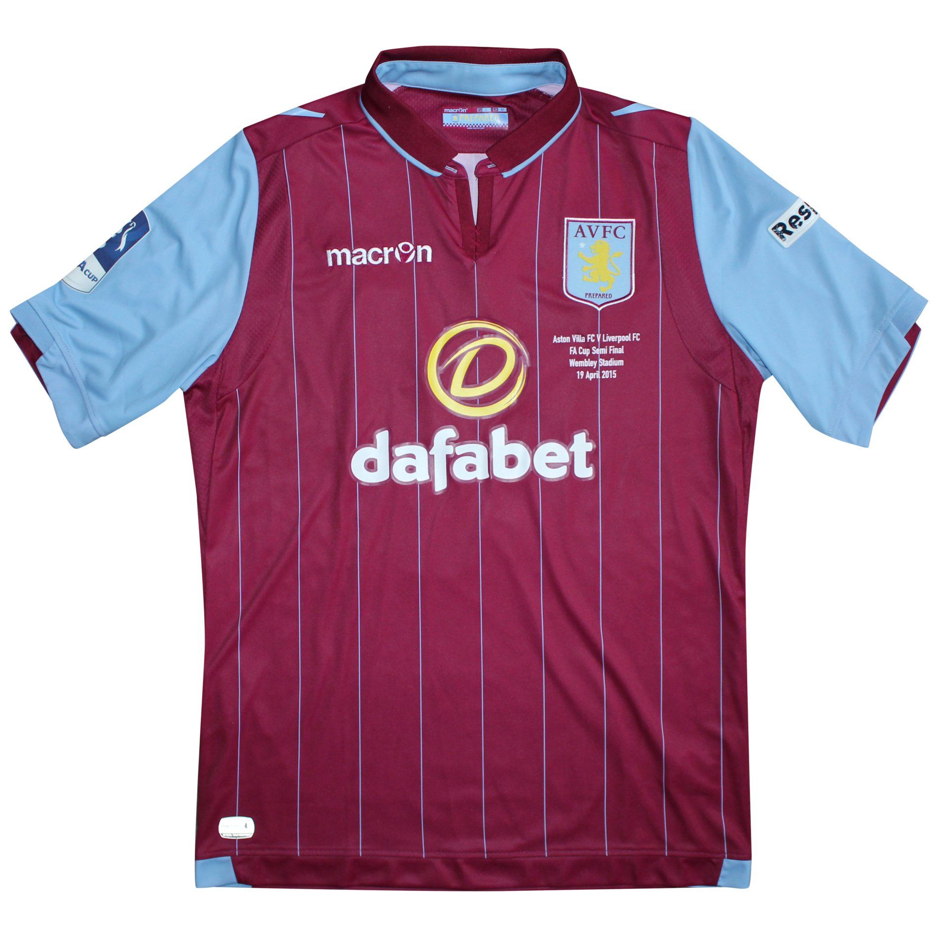 Aston Villa 2015 FA Cup Semi Final Match Worn Shirt