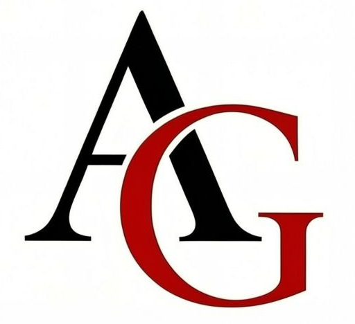 Black and red AG monogram logo on a white background