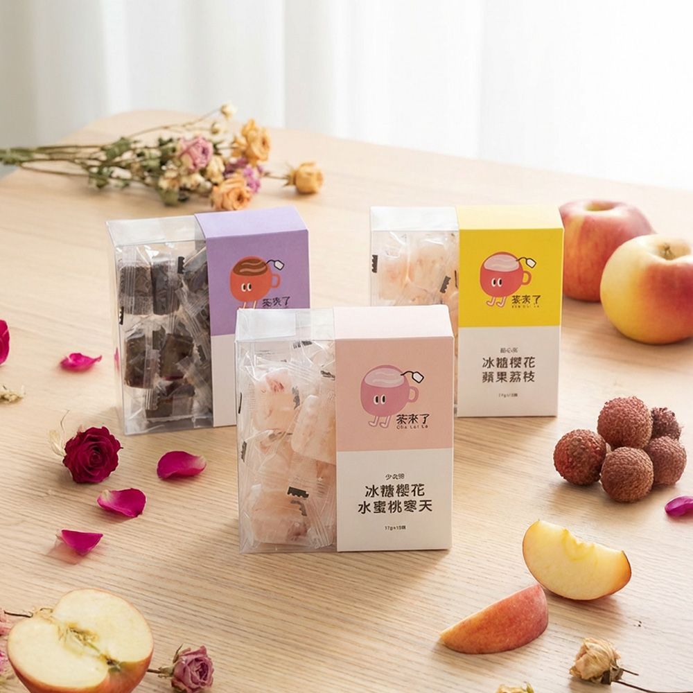 茶來了 黑糖玫瑰四物飲 冰糖櫻花蘋果荔枝 冰糖櫻花水蜜桃寒天 三盒