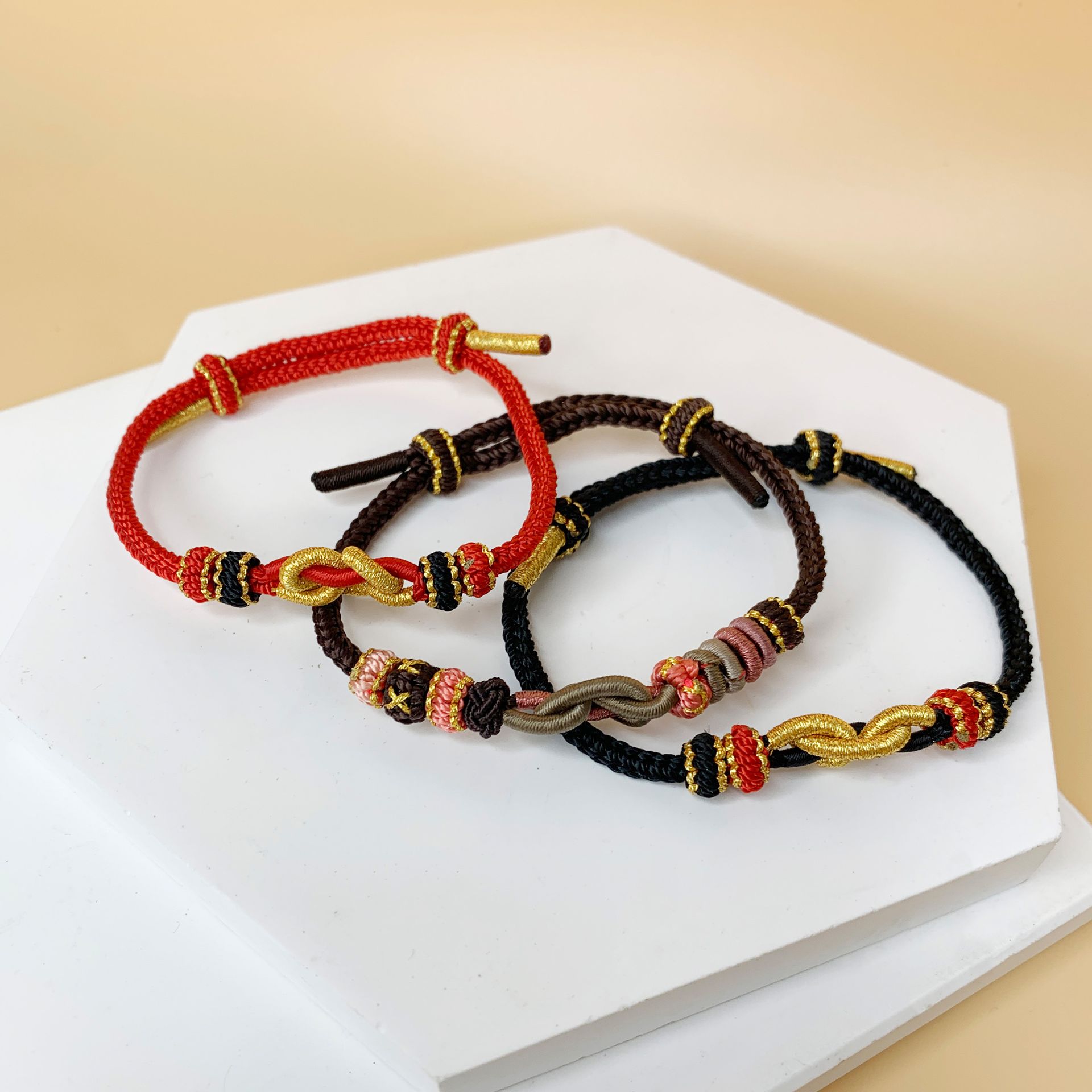 元寶招財手鍊 編織幸運手環 紅繩 黑繩 咖啡繩 元寶繩結 男女適用 開運飾品 招財祈福
