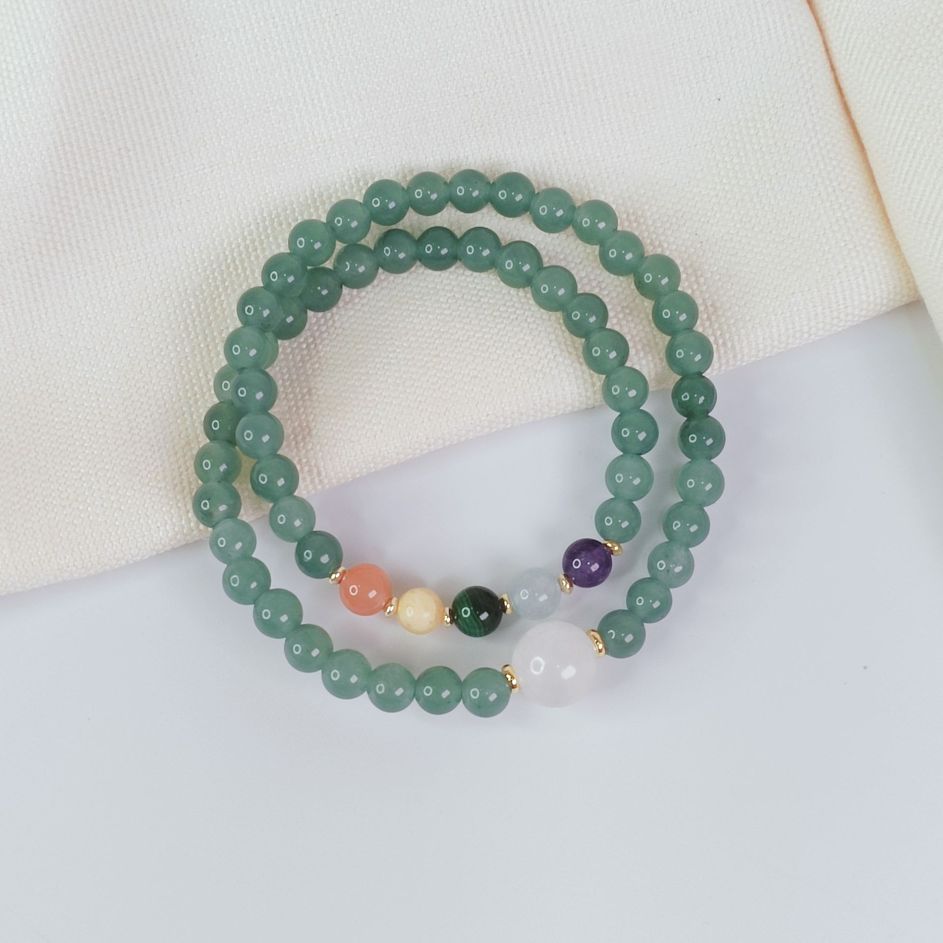 靜謐藍水玉髓雙圈手鍊 能量手串 情緒穩定 提升直覺 雙圈水晶手環 手工設計款