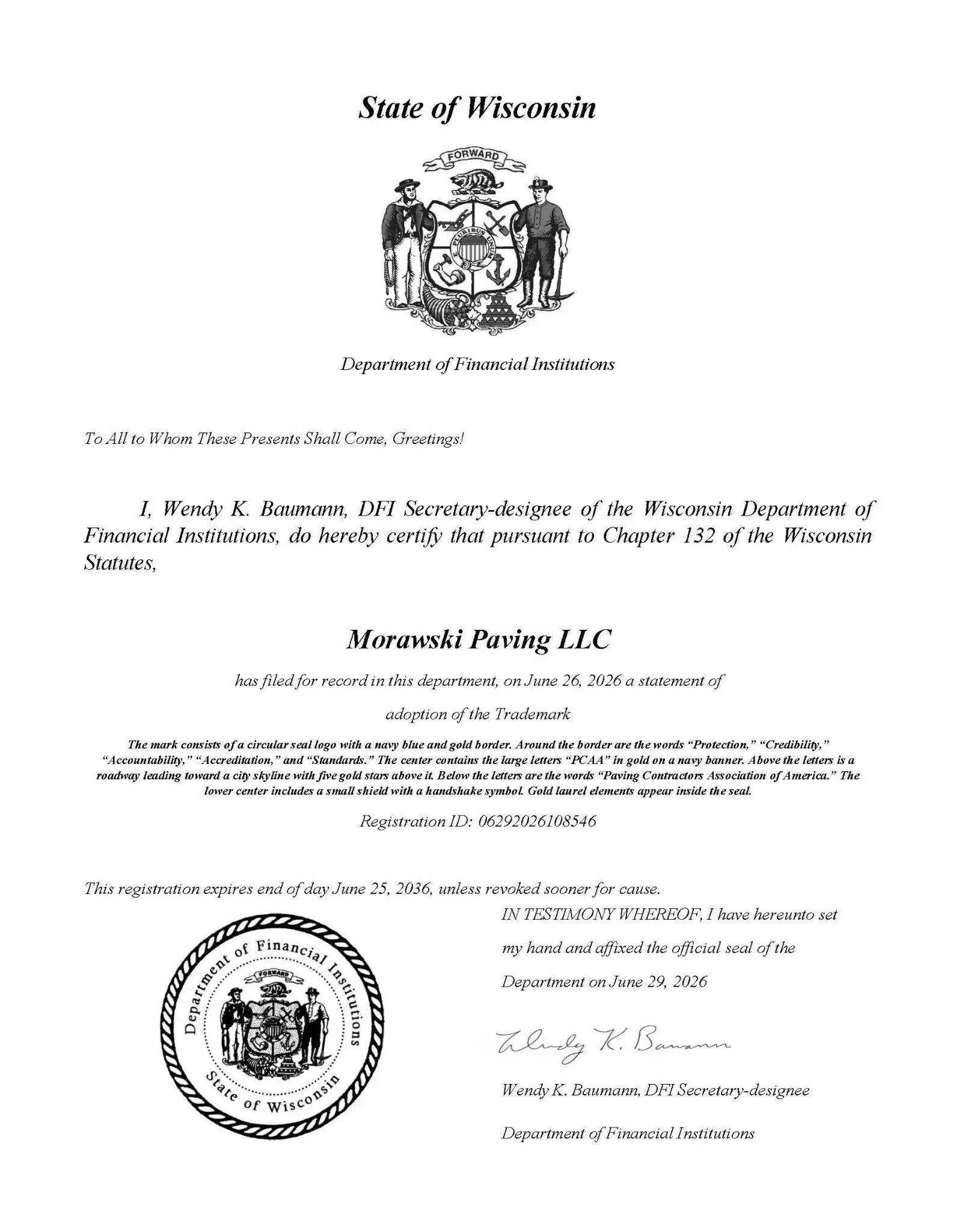 Wisconsin State Trade Mark - Morawski LLC