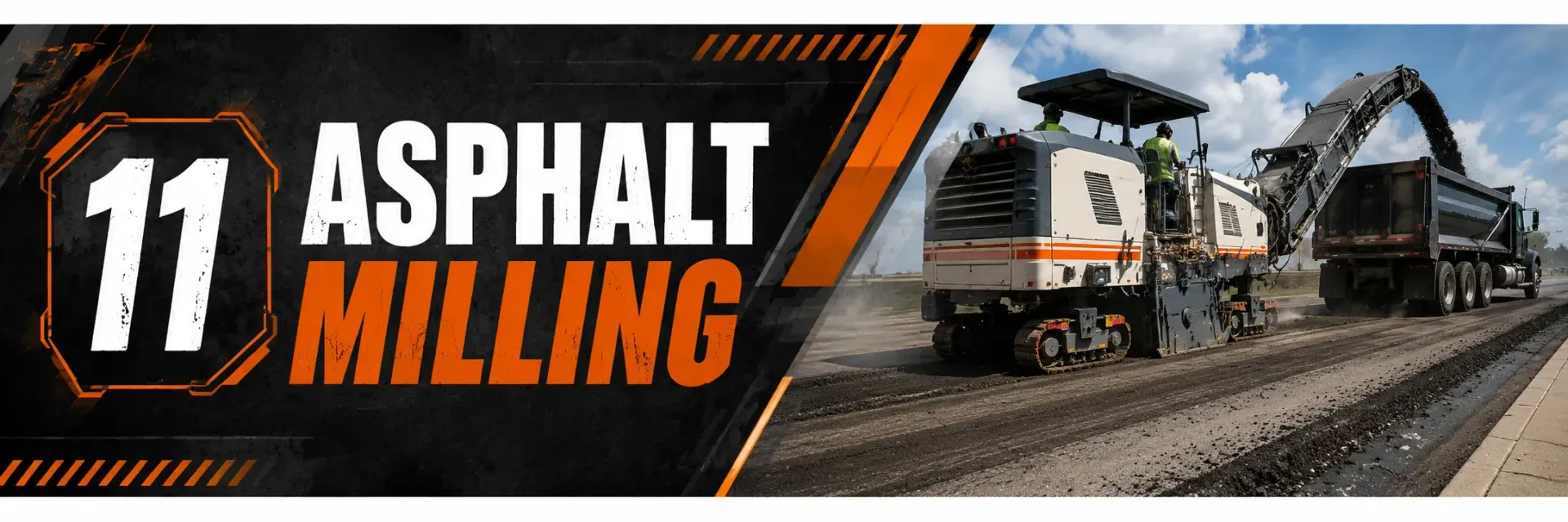 Asphalt milling machine grinding off worn pavement and loading millings into a dump truck on a commercial roadway in New Berlin, WI, to prep the surface for repaving