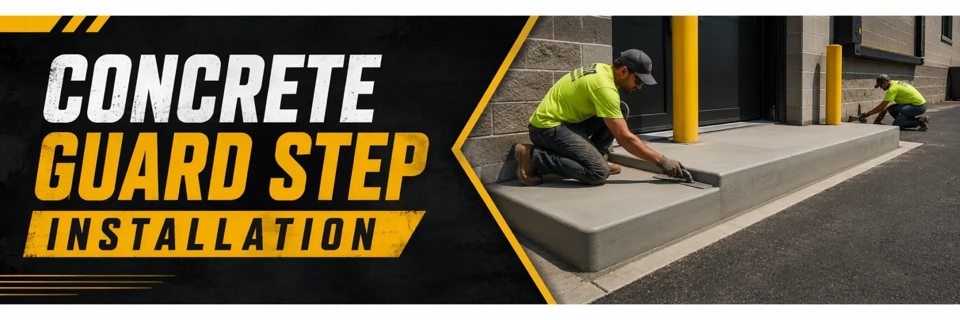 Concrete guard step installation at a home entrance in Vernon, WI, where a crew forms and finishes new poured-concrete steps for safe, sturdy access to the door.
