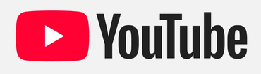 YouTube logo: red play button icon and black “YouTube” wordmark on white background