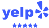 A blue yelp logo with three stars on a white background.