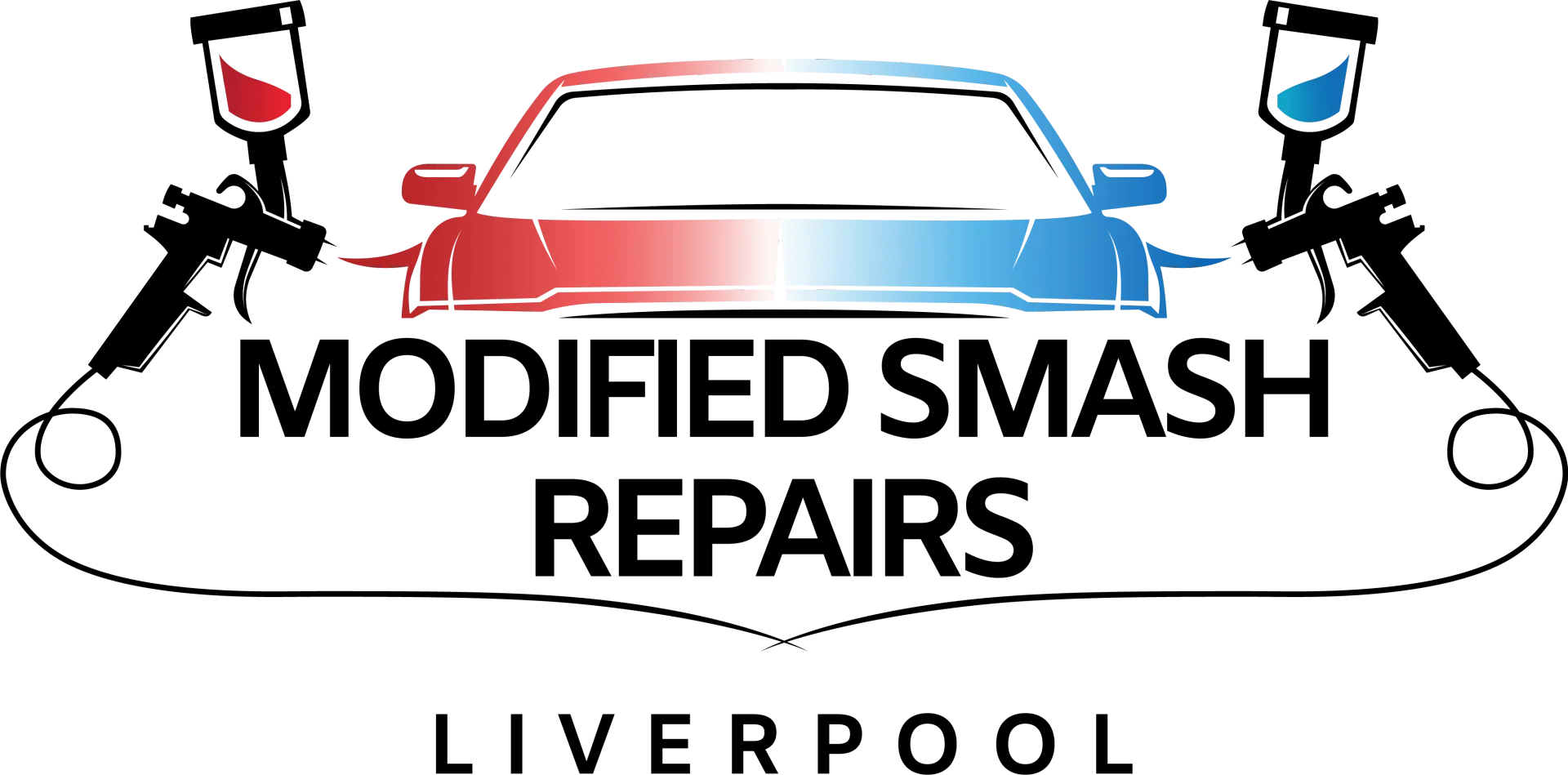 A logo for modified smash repairs smash repairer liverpool