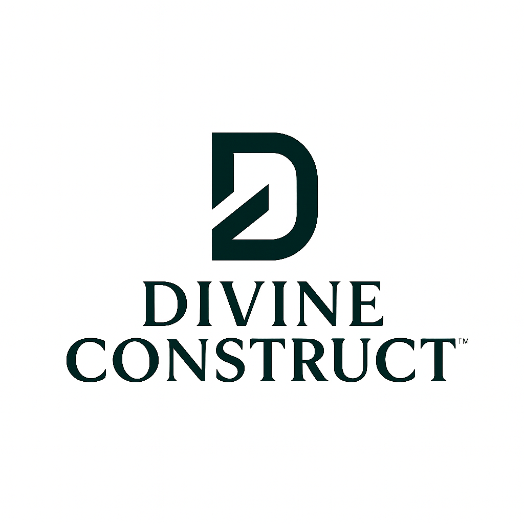 Divine Construct logo: Dark green letter 