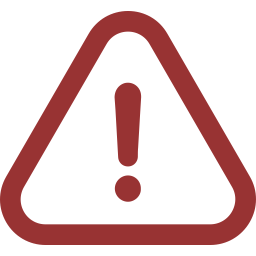 Warning sign, red triangle with exclamation point.