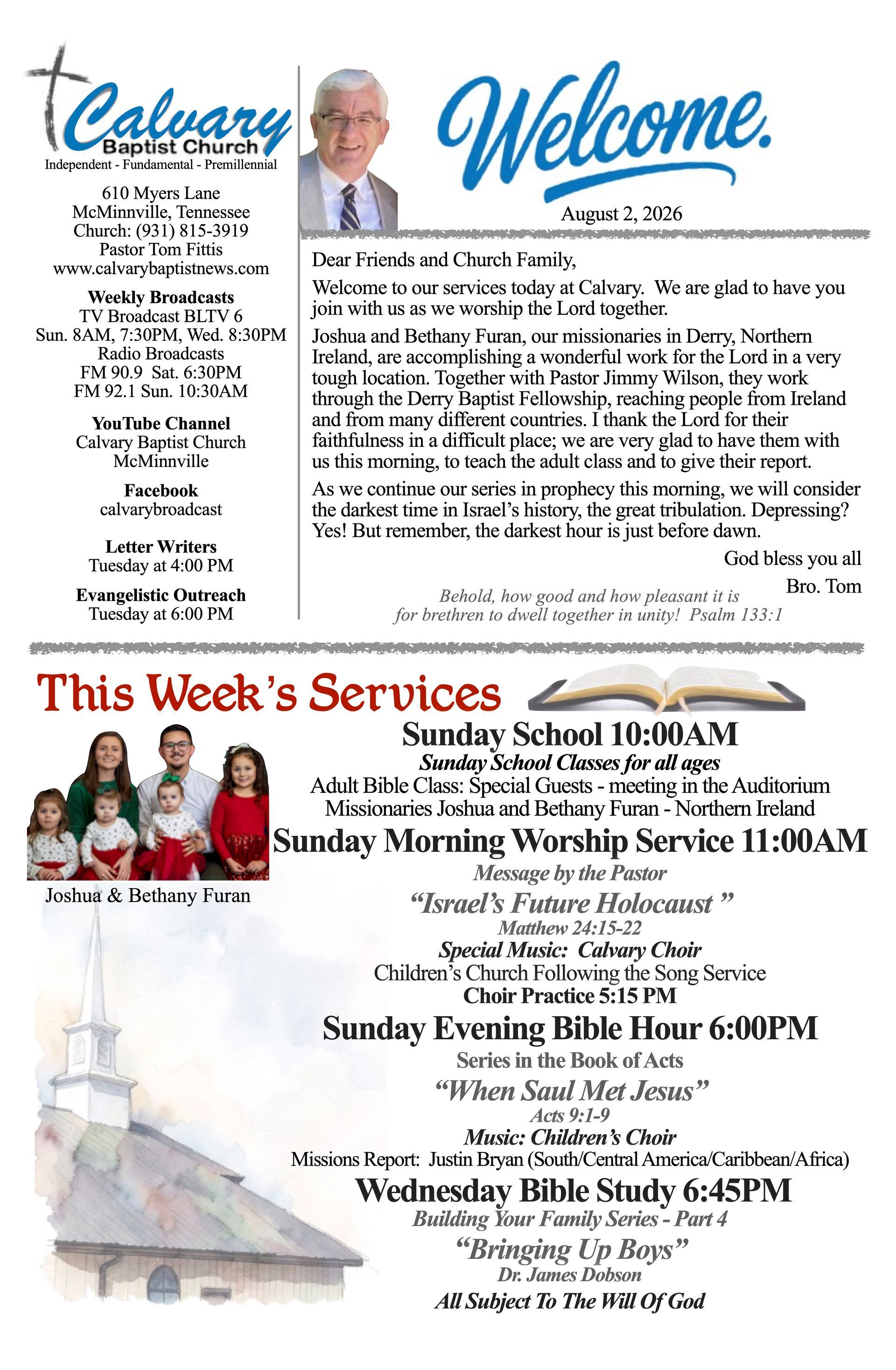 Calvary Baptist Church McMinnville Tennessee Tom Fittis Independent Baptist