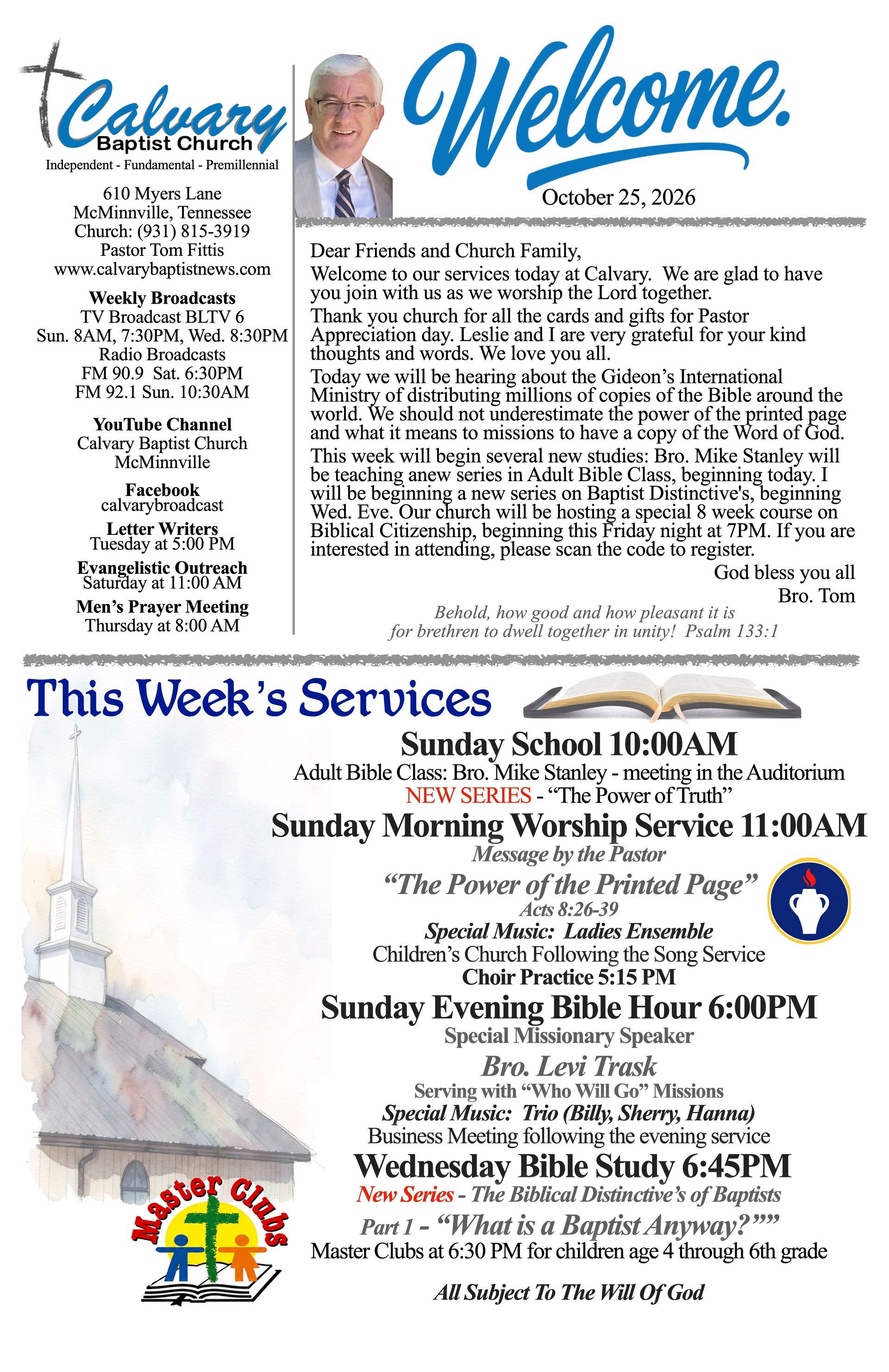 Calvary Baptist Church McMinnville Tennessee Tom Fittis Independent Baptist