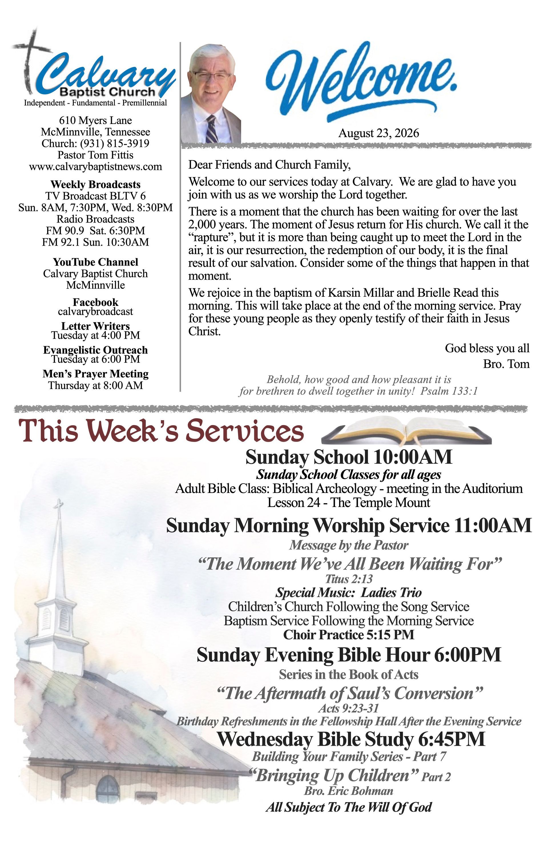 Calvary Baptist Church McMinnville Tennessee Tom Fittis Independent Baptist