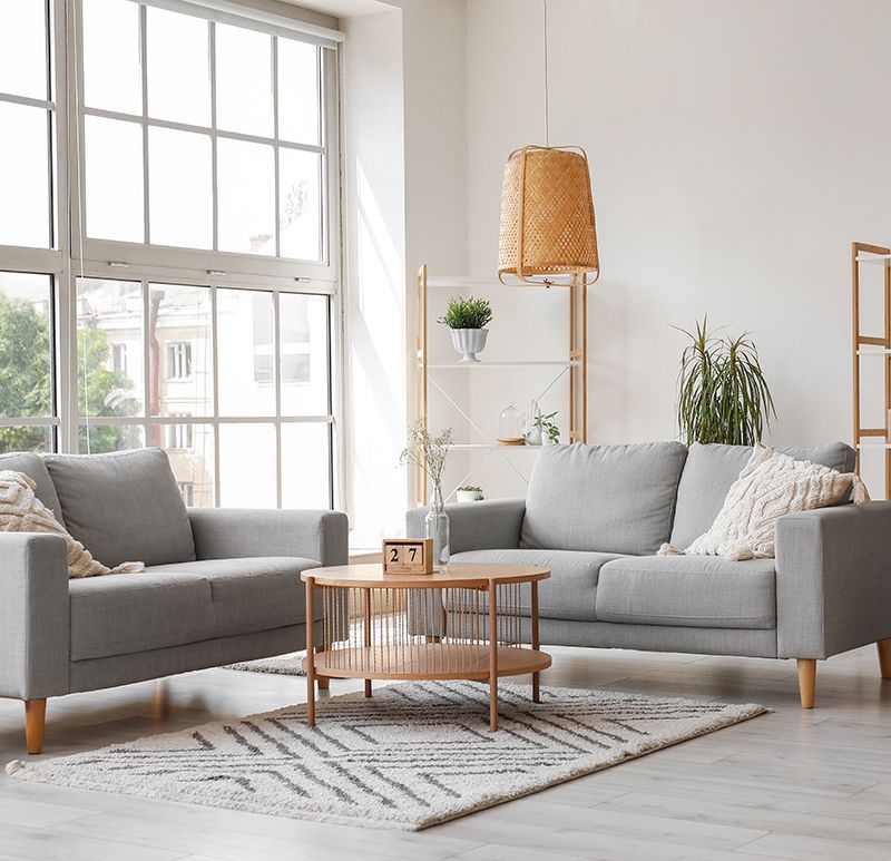 Living Room With Gray Sofa
