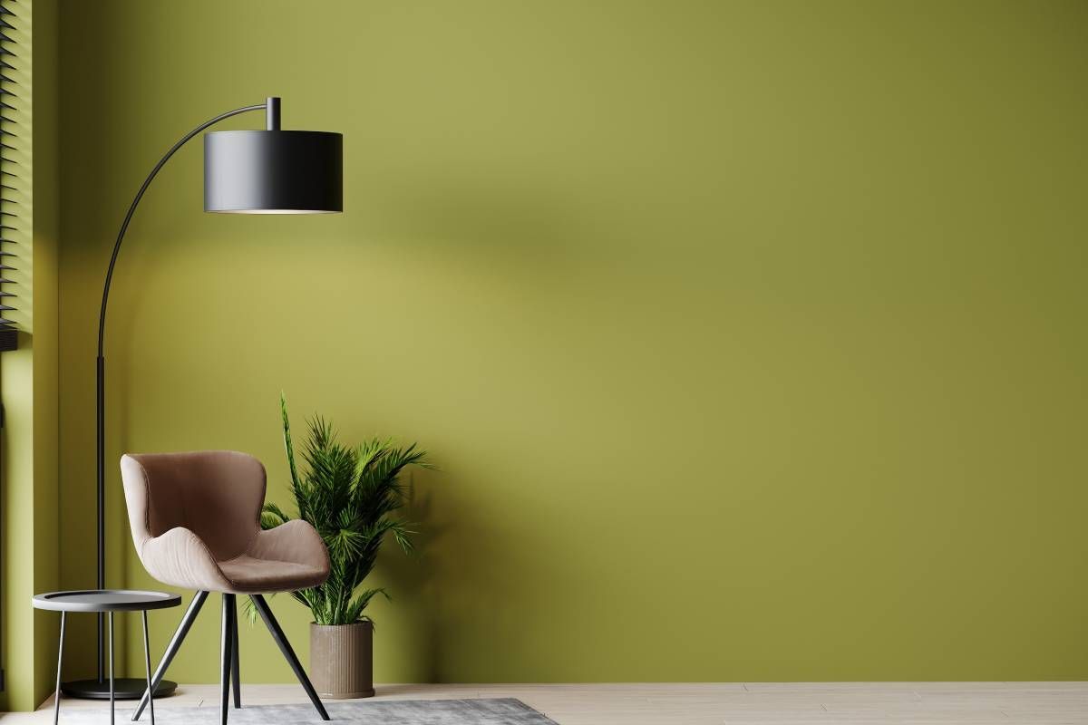 Green paint in a simple sitting room near Johnson City, Tennessee (TN)