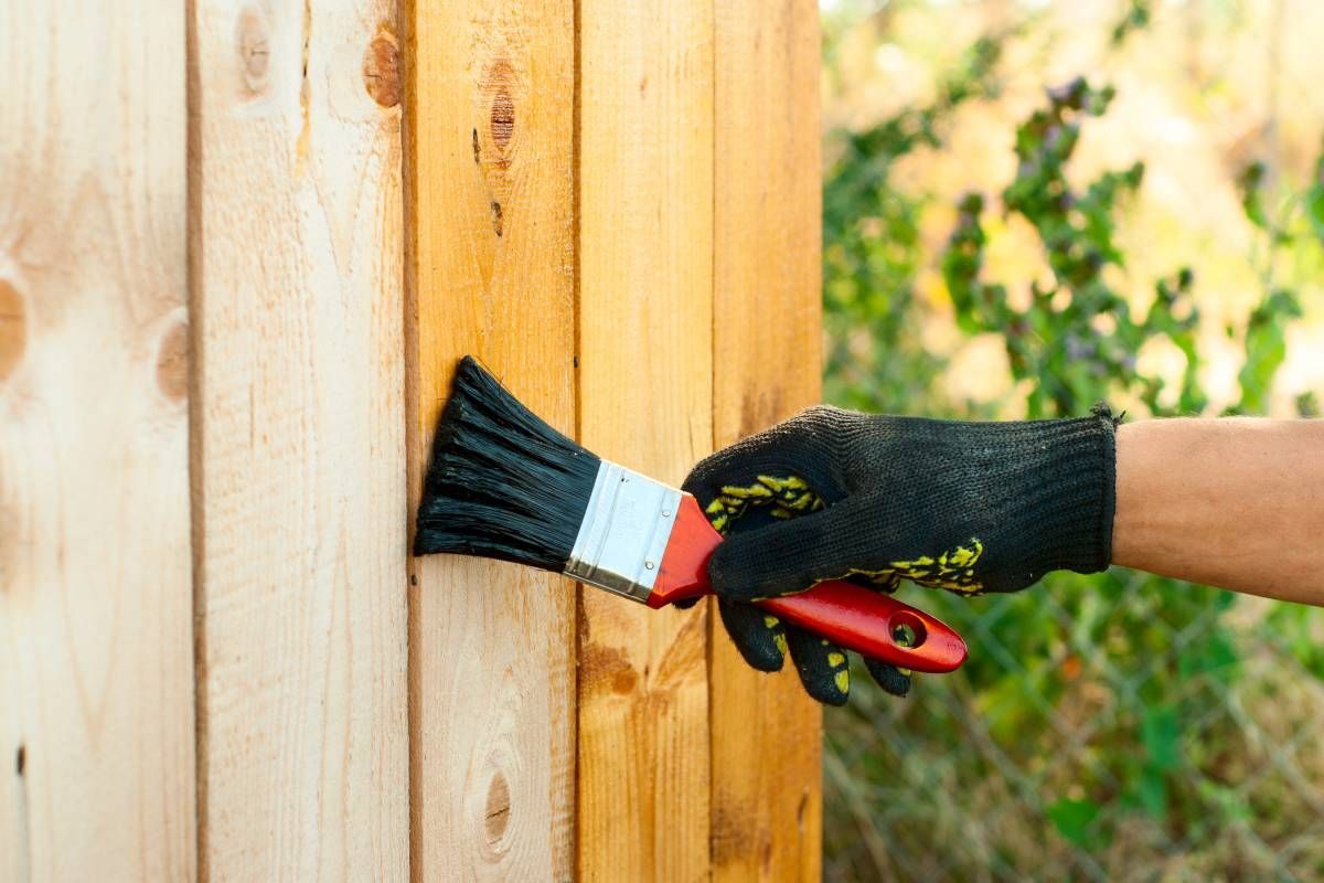 Someone applying stain to their fence near Johnson City, Tennessee (TN)