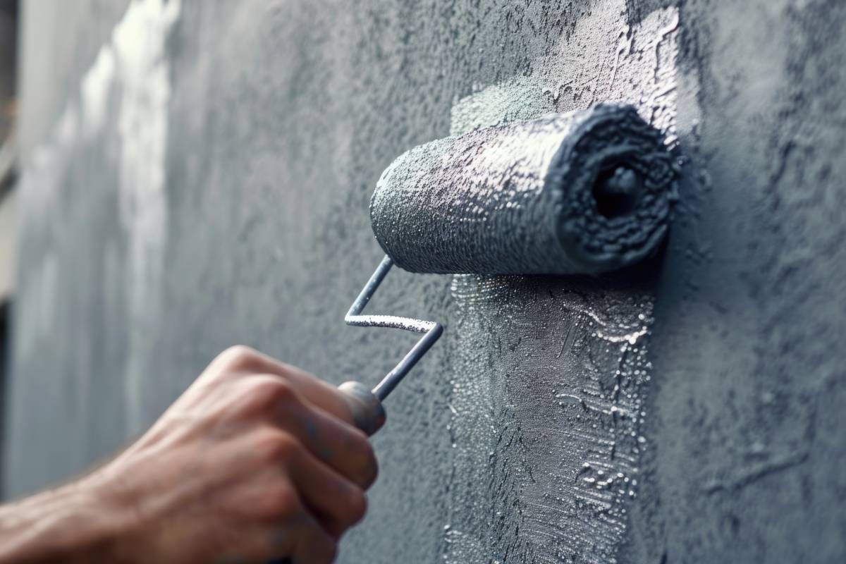 Someone using a roller brush to prepare a surface for logo painting near Johnson City, Tennessee (TN)
