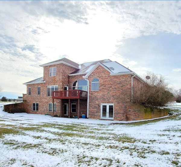 Brick home on a winter day
