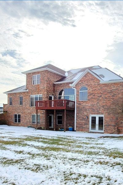 Brick home on a winter day