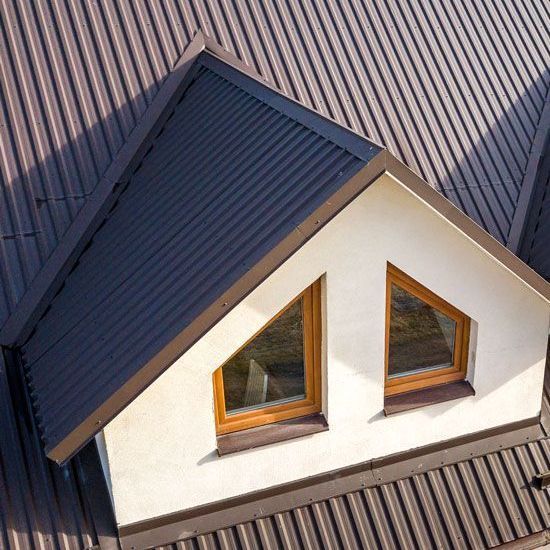 a close-up of a standing seam metal roof