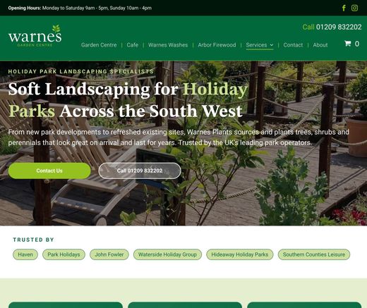 Warnes Garden Centre website