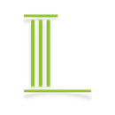 Green, stylized letter 