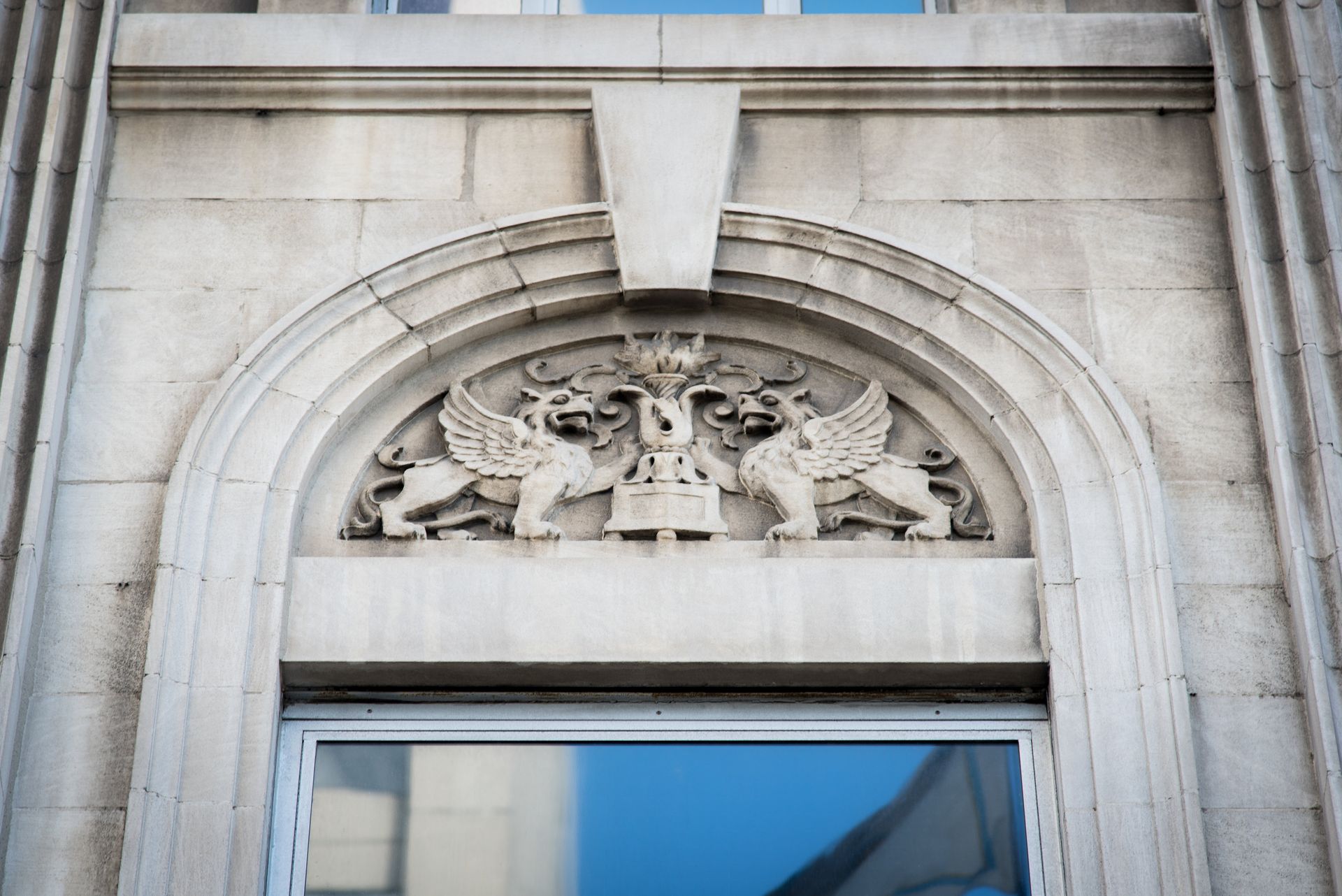 Stonework on a building done in limestone