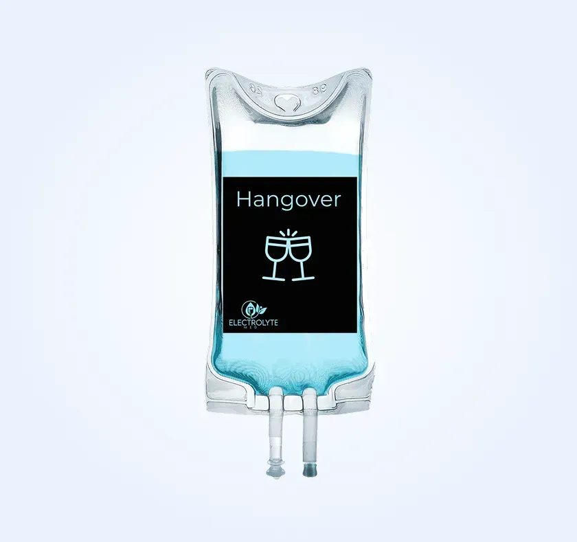 IV bag labeled 