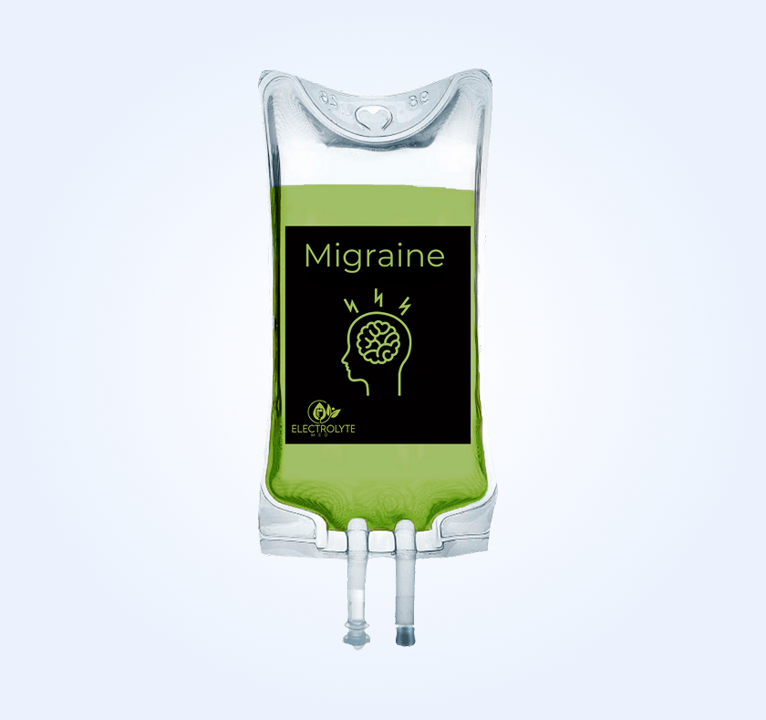 IV bag with green liquid labeled