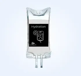 IV bag labeled 