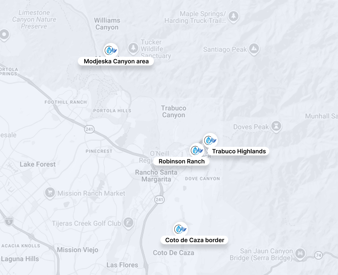 Map with labeled locations in a gray-and-blue outdoor terrain view, including Mounts and highlands sites
