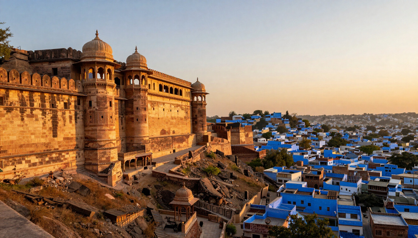 Mehrangarh Fort at golden hour, Jodhpur