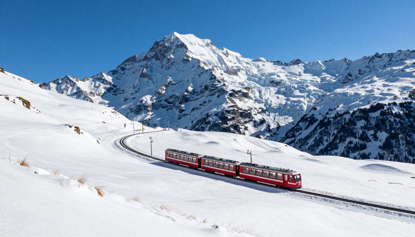 Jungfrau railway and Eiger north face, Switzerland