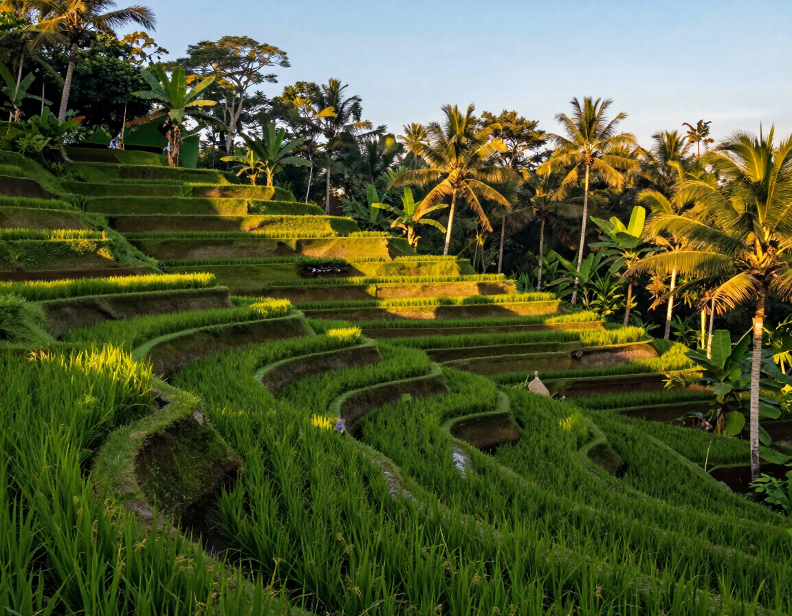Tegalalang rice terraces in Bali in afternoon light