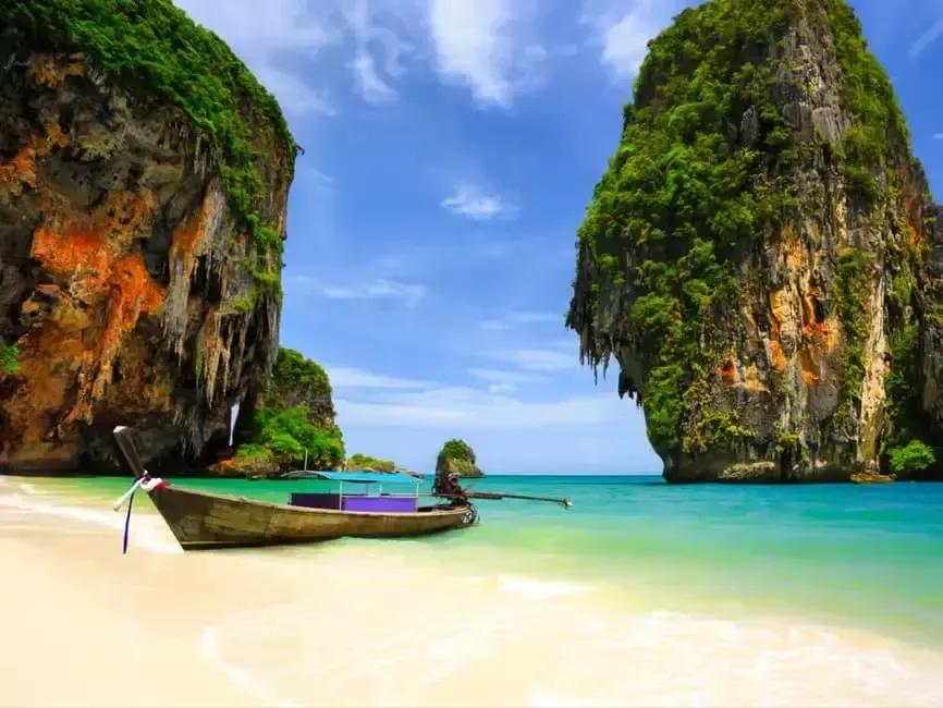 longtail boat on beach