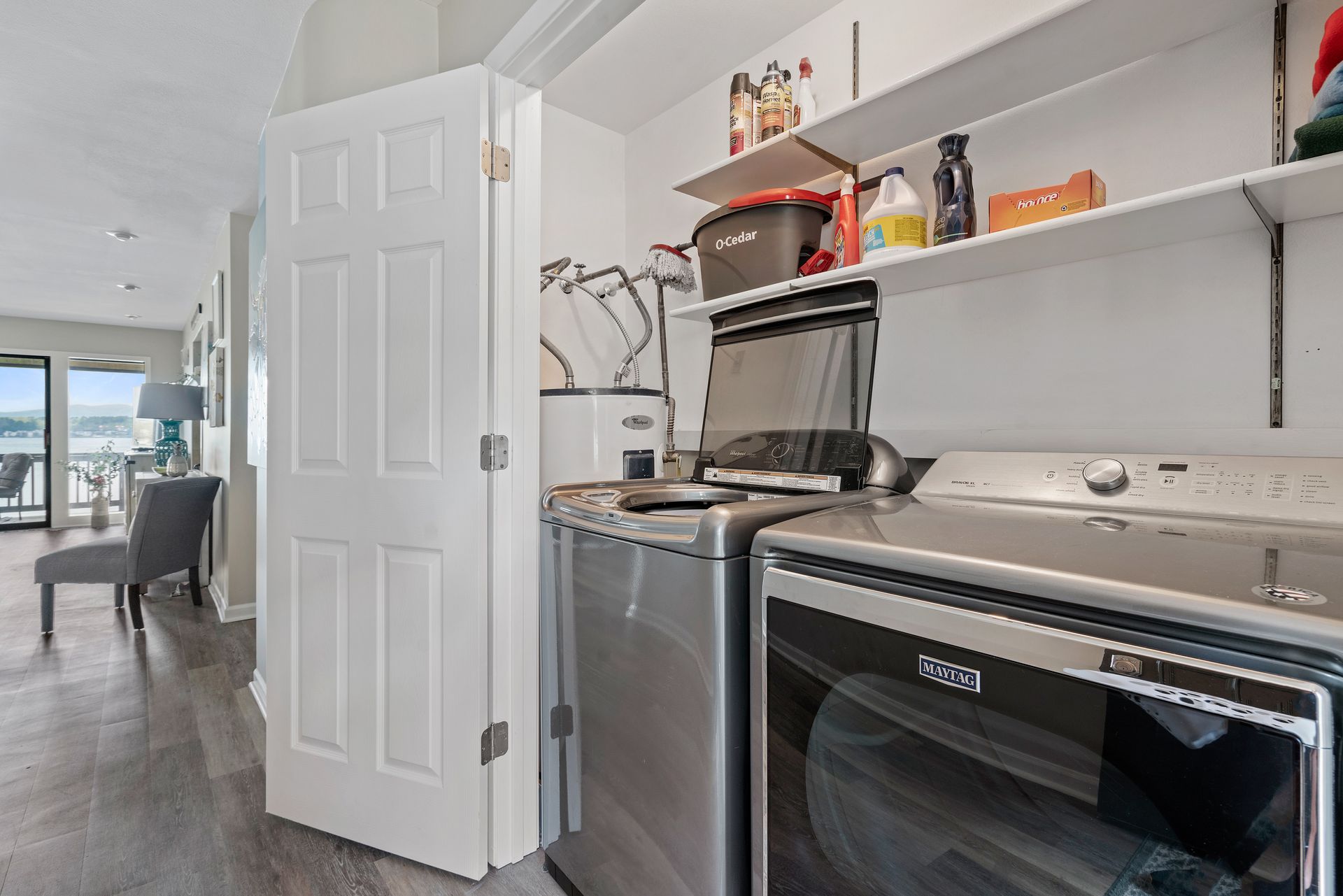 There is a washer and dryer in the laundry room.