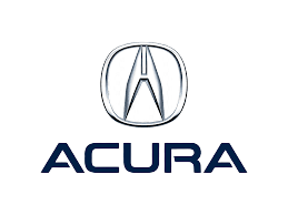 Acura logo in silver and blue on a white background