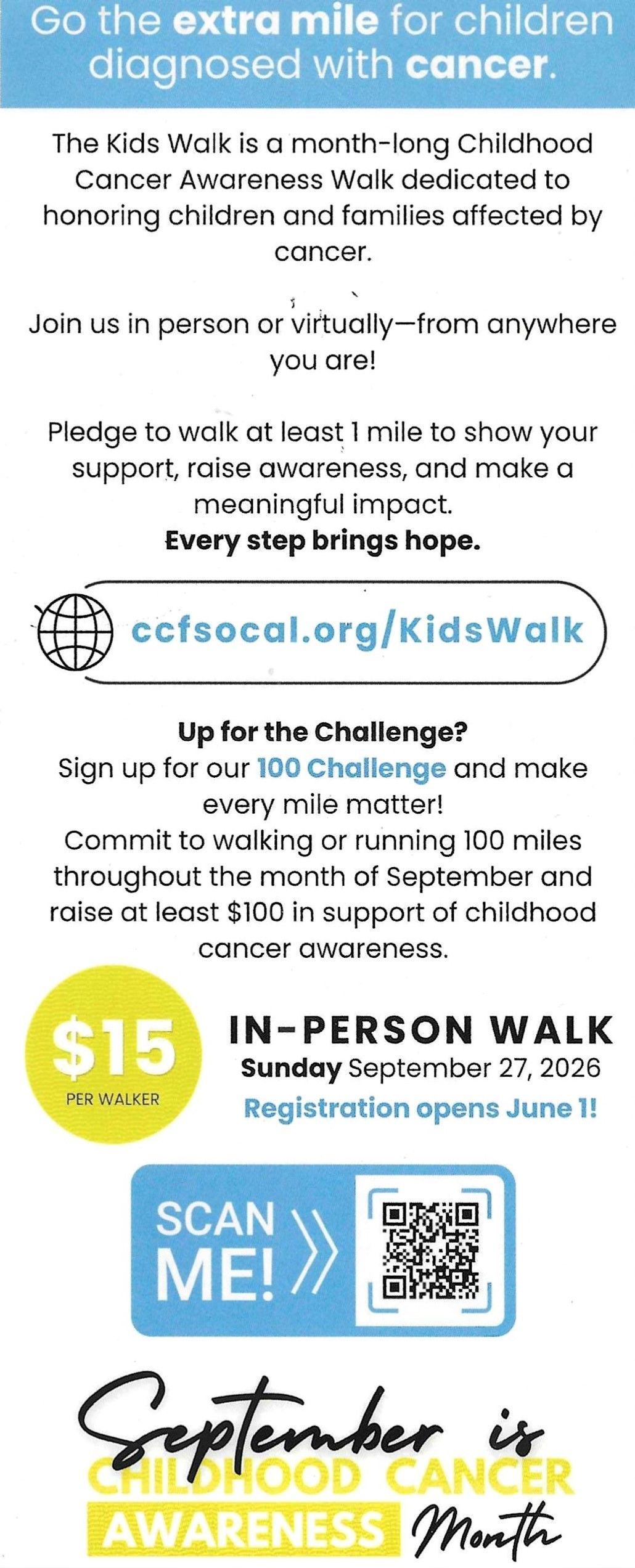 flyer for Cancer Walk