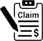 A pen writing on a claim form with a dollar sign.