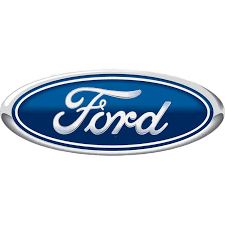 Ford logo in white script on a blue oval with a silver border
