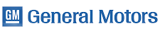 GM and General Motors logo in blue and white text on a white background