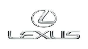 Lexus car brand logo in silver on a white background