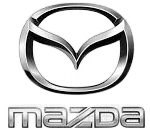 Mazda logo in black and silver on a white background