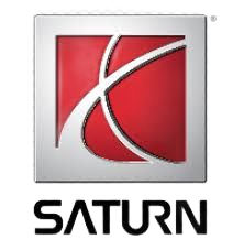 Saturn logo with red square and silver swoosh above the word SATURN